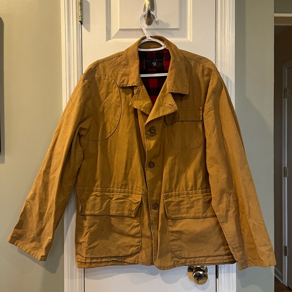 1960s Blue Bill By Red Head Canvas Hunting Jacket Shell Loops B3